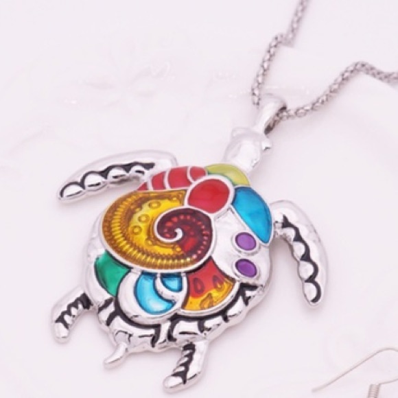 Colorful Enameled Silver Tortoise Set - Picture 3 of 4
